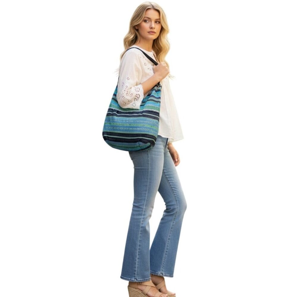 Vintage Boho Woven Hobo Hippie Shoulder Bag Cotton Ethnic Sling Blanket Tote
